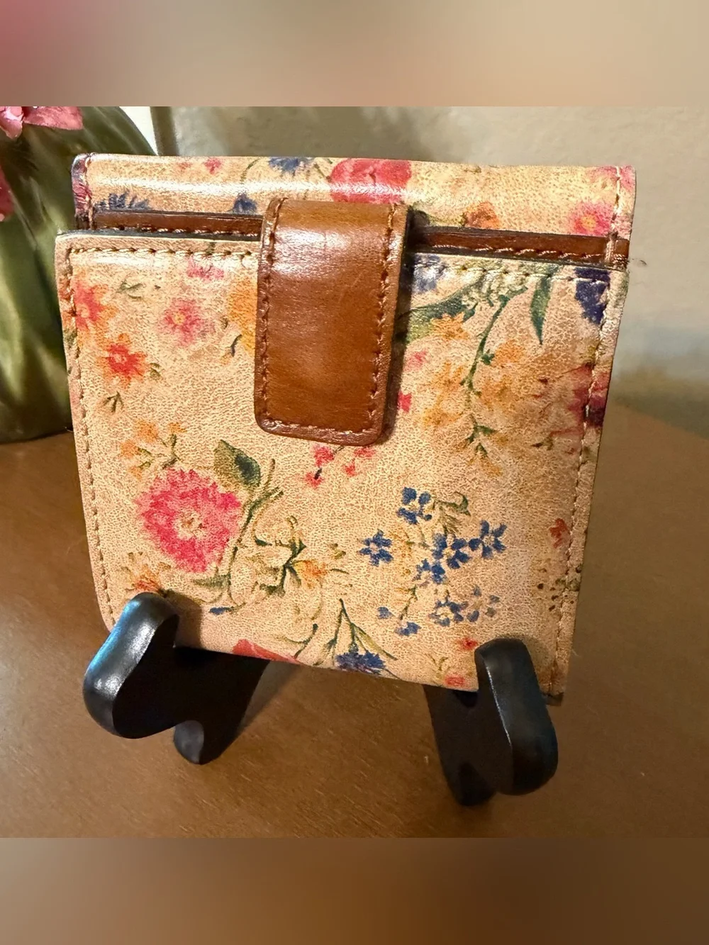 Patricia Nash Floral Print Leather Card Wallet - Pink Floral
